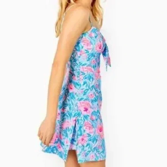 Lilly Pulitzer Bente Romper in Bondi Blue My Little Peony - Picture 3 of 7